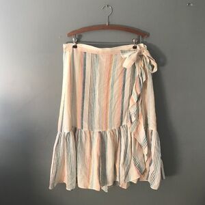 linen pastels flowing wrap skirt chaps Xl